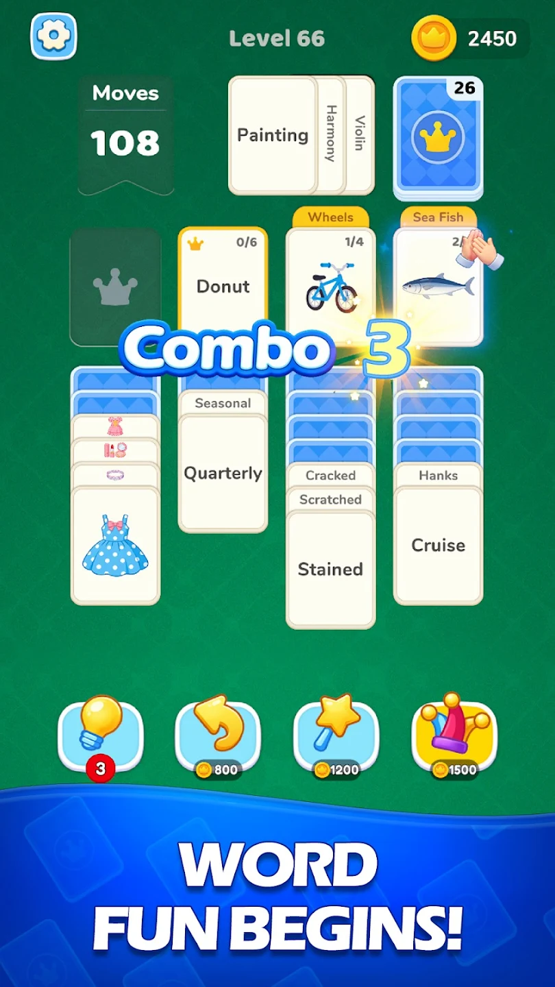 Solitaire Word Sort gameplay
